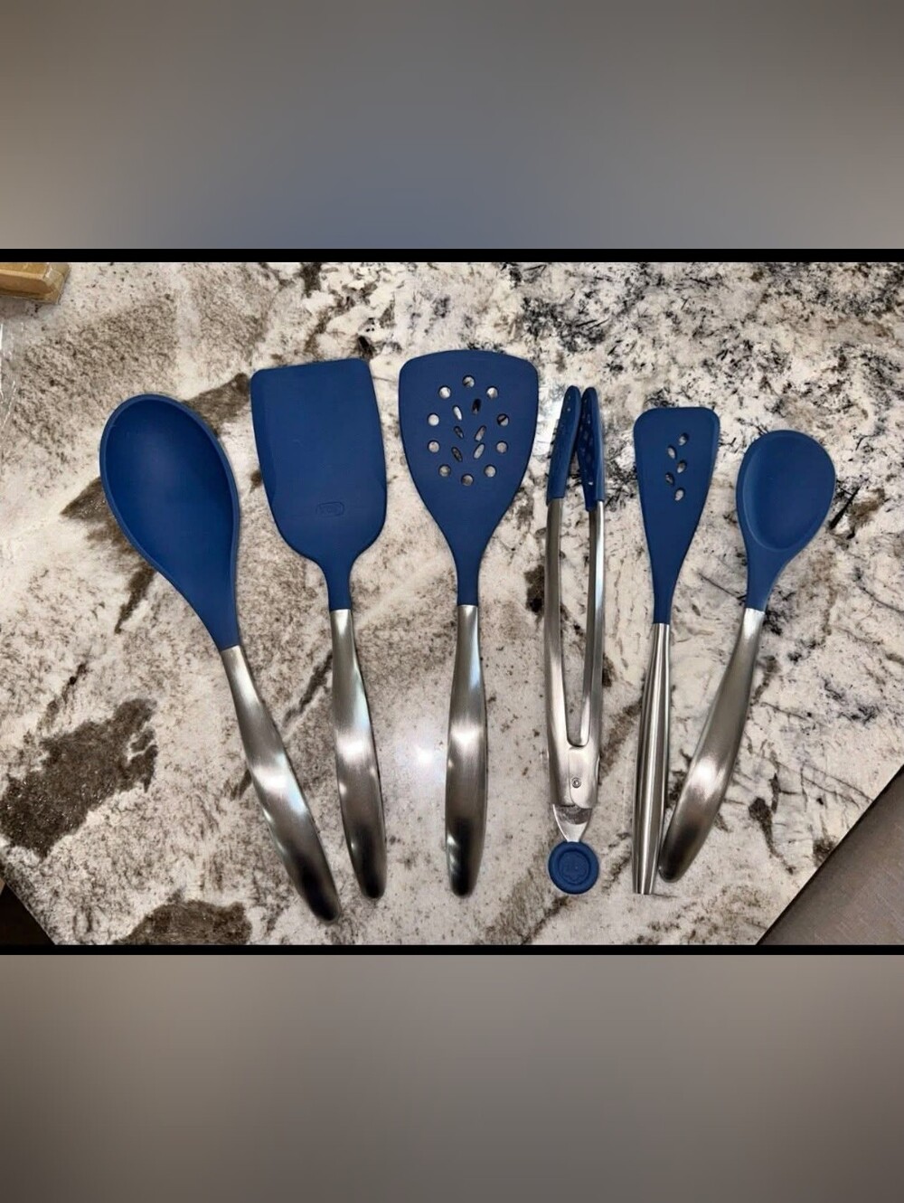 Princess House ✅Blue Silicone & Stainless Steel Kitchen Utensil Set - Home